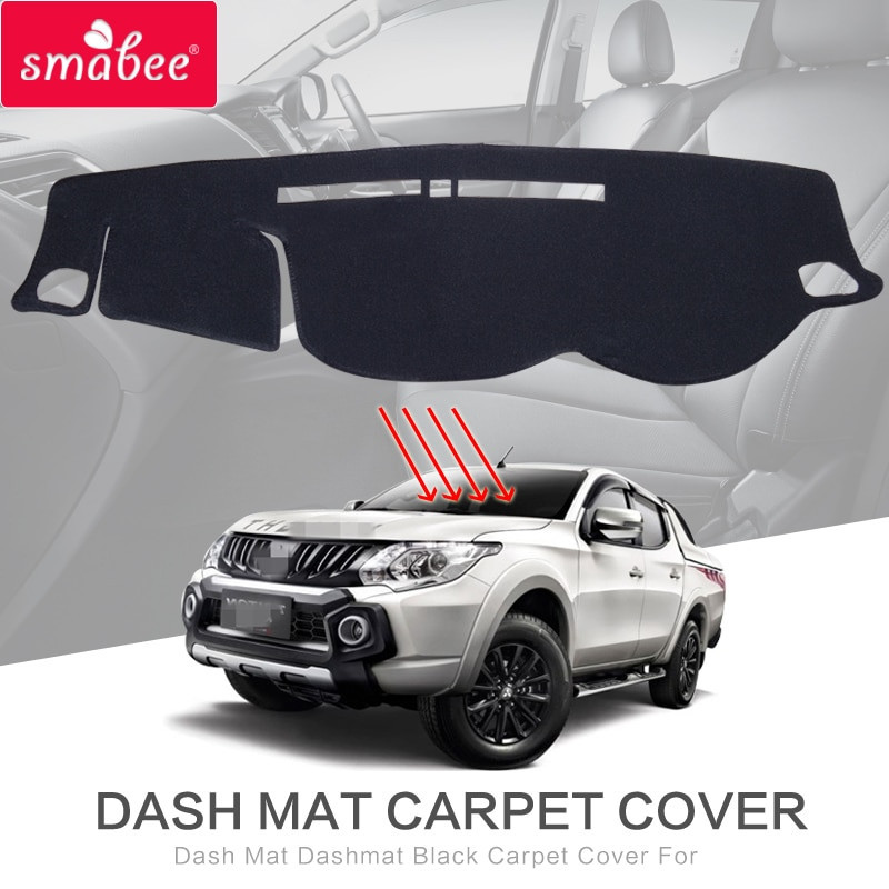 Smabee Rusa Matta Dashmat Svart Matta Omslag För Mitsubishi Triton L200 4dr Mk2 2015 Solskydd Isolering