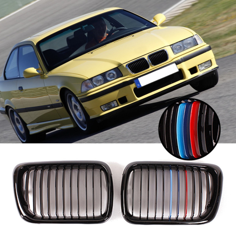 För Bmw E36 1997 1998 1999 Främre Stötfångare Huva Glans Svart M Stil Njure Grill Grill