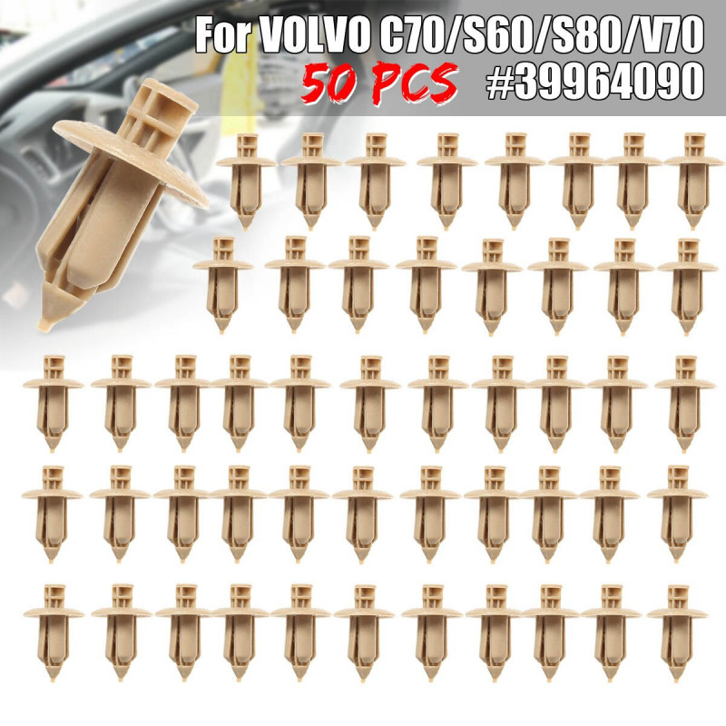 10pc 50st Plast Nit Trimma Panel Fästanordning Clips Dörr Beige För Volvo C70 S60 S80 V70 39964090 Bil Fästanordning