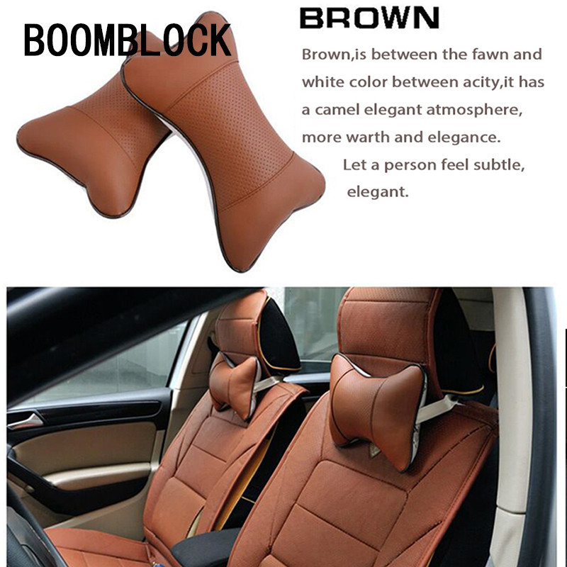 Boomblock 2pc Uppsättning Bil Läder Prydnadskudde Covers Kudde För Mercedes W204 W210 Amg Benz Bmw E36 E90 E60