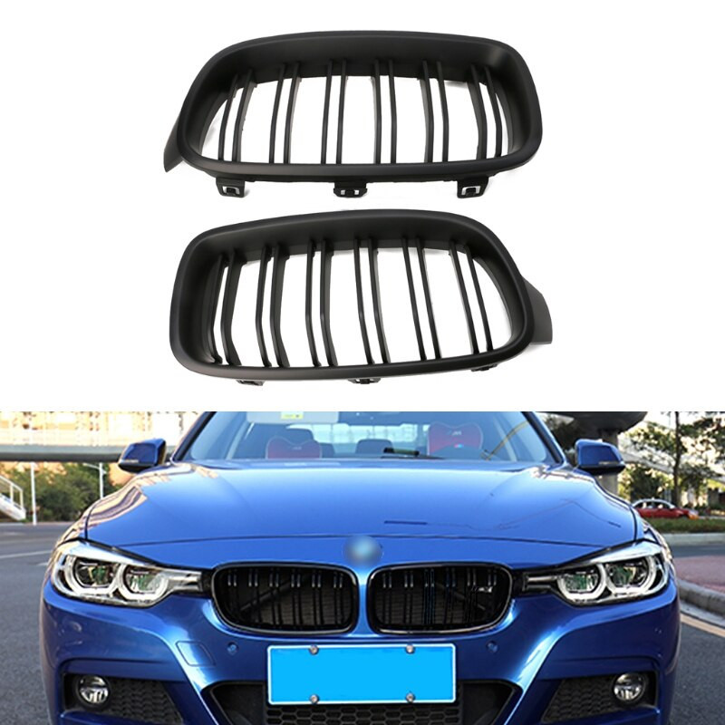 1 Par Bilstyling Matte Svart Glans Svart Främre Grill Njure För Bmw 3series F30 F31 F35 2012 Bilar Tävlings