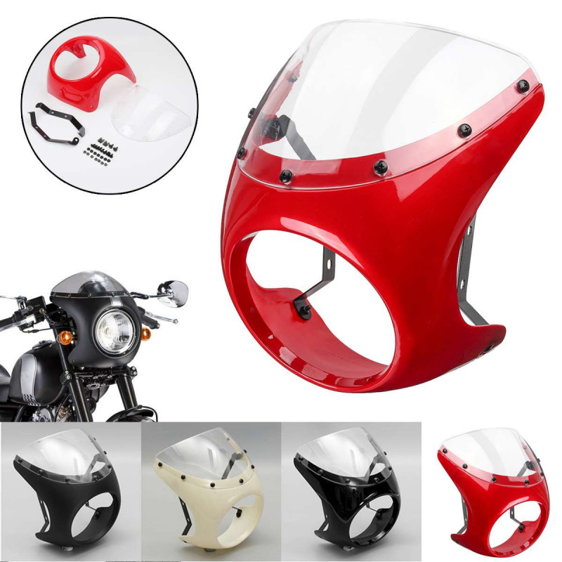 Universell 7 Tum Motorcykel Strålkastare Styre Kåpa Skärm Retro Kafé Racer Stil För Yamaha Suzuki Honda