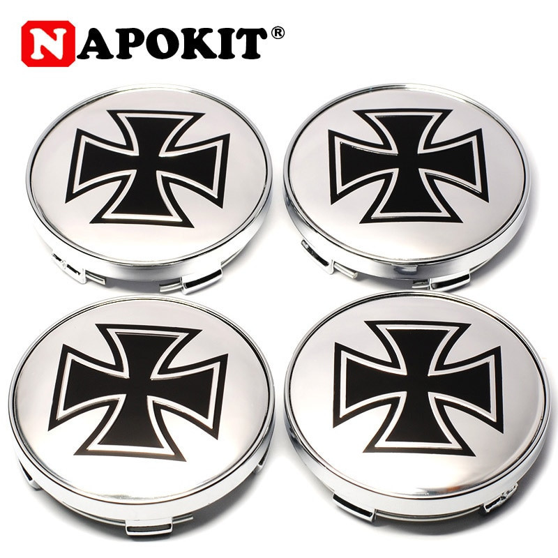 4pack Massa 60mm Tyskland Järn Korsa Logotyp Korsa Av Järn Bil Hjul Centrum Caps Bil Nav Omslag För Skoda Volkswagen