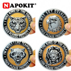 75mm 3d Metall Aluminium Djur Tecknad Serie Tiger Lion Varg Örn Huvud Logotyp Bil Bil Emblem Bricka Bilstyling