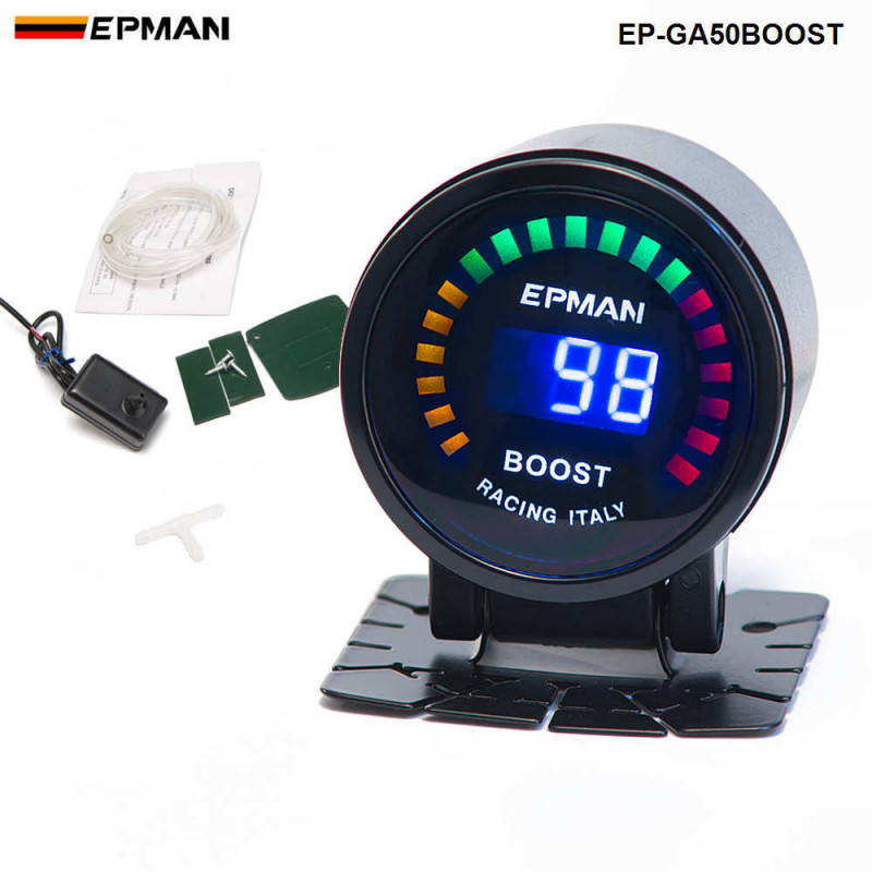 2 Tum 52mm Digital Färg Analog Led Psi Bar Turbo Lyft Mätare Meter W Sensor Övervaka Tävlings Mätare För