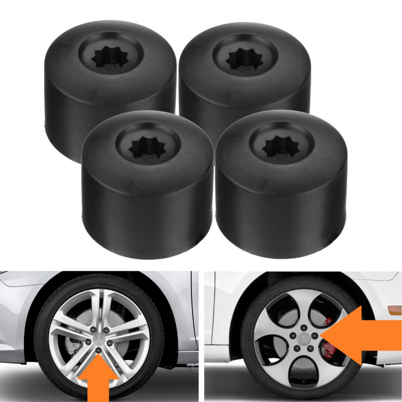 4x 17mm Bil Hjul Nöt Öra Bult Keps Bil Nav Skruva Omslag Damm Omslag För Audi För Vw Passat Golf Polo Tiguan