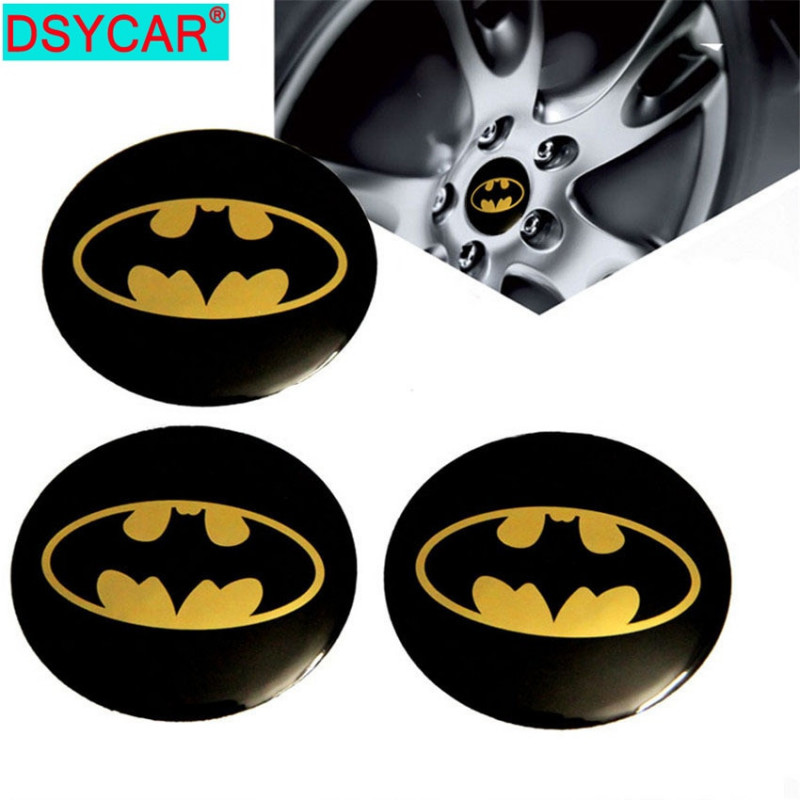 Dsycar 4pack Massa Universell Fladdermus Mönster Bil Hjul Nav Caps Emblem Bricka Sticker Logotyp Centrum Omslag