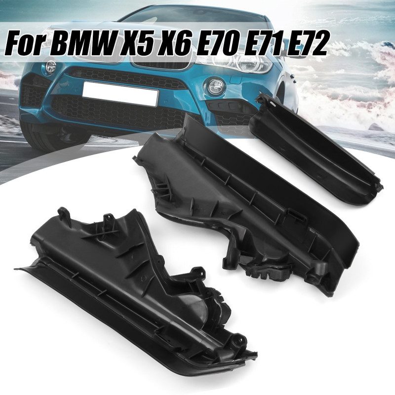 3x Bil Motor Övre Avdelning Dela Panel Uppsättning För Bmw X5 X6 E70 Svart Plast 51717169419 51717169420 51717169421