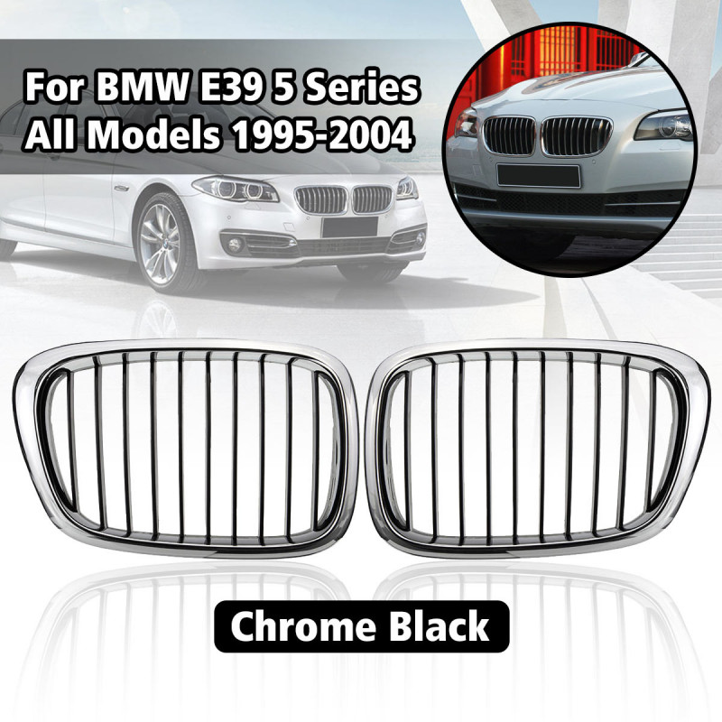 2pcs Krom Svart Bil Främre Njure Grill Galler För Bmw E39 M5 5 Serier 525i 528i 530i 540i 19951999 2000 2001