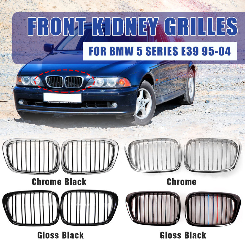 2pcs Bil Främre Glans Mcolor Njure Grill Galler För Bmw E39 5 Serier 525 528 530 540 M5 1997 1998 1999 2000 2001