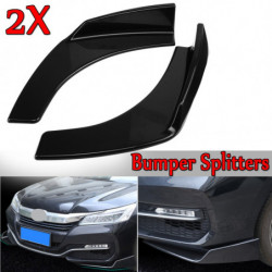 Magmuskler Svart 2pcs Universell Bil Främre Stötfångare Läpp Deflektor Spoiler Splitter Diffuser Canard Läpp