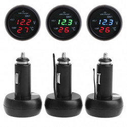 3i1 Bil Digital Led Termometer Usb Bil Laddare Cigarett Volt Meter 12v 24v