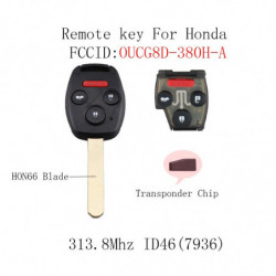 3 1buttons Ersättning Avlägsen Nyckel För Honda Bevilja 2003 2004 2005 2006 2007 Transponder Chip Id46 7936