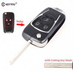 Keyyou 3 Knappar Ändrad Flip Hopfällbar Avlägsen Bil Nyckel Skal Keyless Inträde Fall För Chevrolet Cruze