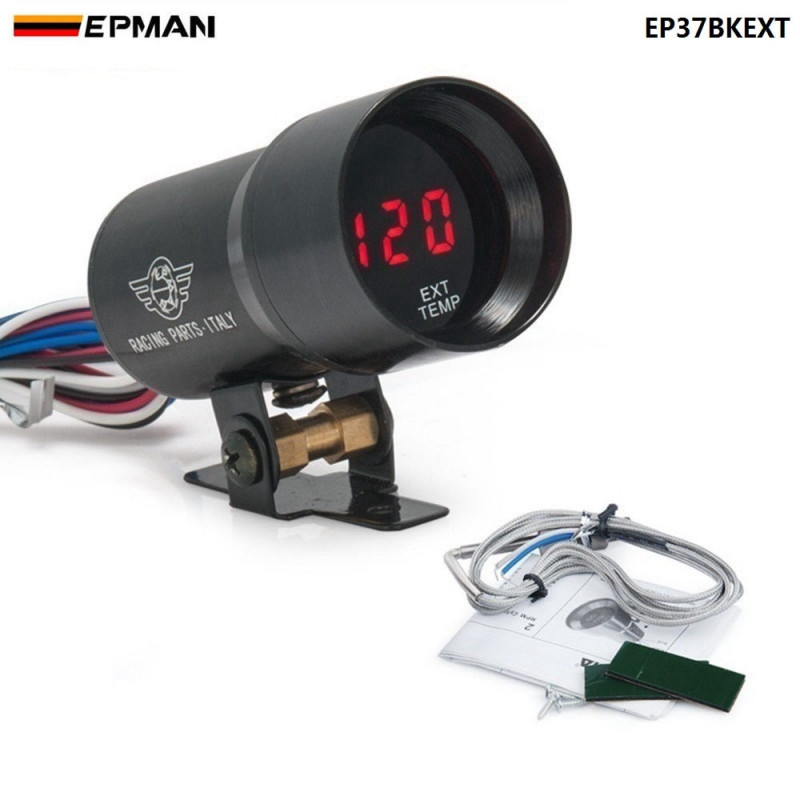 Kompakt 37mm Micro Digital Rökt Lins Uttömma Gas Temperatur Egt Mätare Svart För Honda Crv Ep37bkext