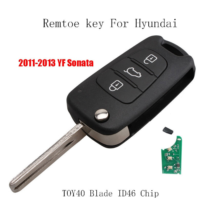 2pcs3buttons Avlägsen Bil Nyckel För Hyundai Yf Sonat 2011 2012 2013 Toy40 Blad Transponder Chip Id46 Nyckel