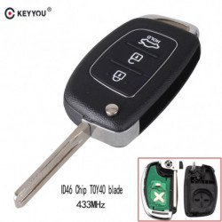 Keyyou Flip Hopfällbar Avlägsen Nyckel 3 Knapp 433mhz Transponder Chip Id46 Toy40 Blad För Hyundai Ix35 Ix25