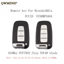 Qwmend 3 4 Knappar 433mhz Smart Avlägsen Nyckel Keyless Fob För Hyundai Sonat Genesis Equus Veloster 20092015