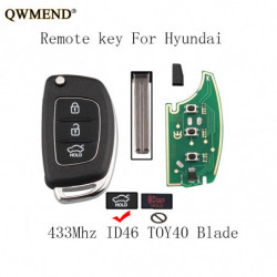 Qwmend 3pcs3button 433mhz Bil Avlägsen Nyckel Fob För Hyundai Ix35 Ix25 Ix45 Elantra Santa Fe 2013 Nyckel Id46