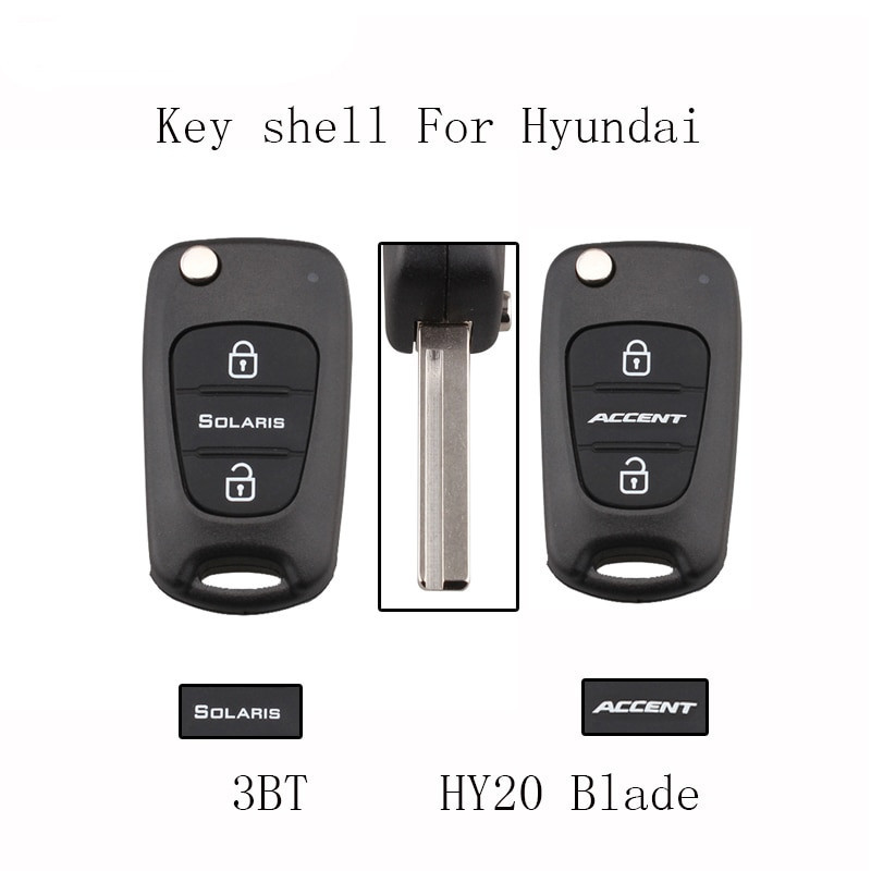 Flip Rmoete Nyckel Skal Fall Fob För Hyundai Solaris För Hyundai Accent 2011 2012 2013 Nyckel Skal Hy20 Blad