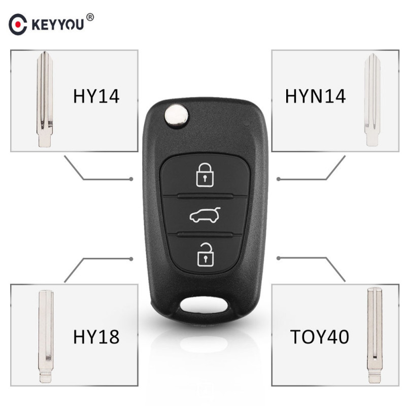 Keyyou 3 Knappar Bil Avlägsen Flip Nyckel Skal Fob Fall För Hyundai I30 Ix35 Avante Accent Elantra Solaris Verna