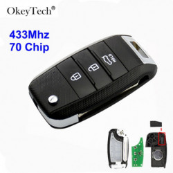 Okeytech 3 Knappar 433mhz Med 70 Transponder Chip Smart Avlägsen Bil Nyckel För Kia K2 K3 K5 Rio 3 Hyundai Avante