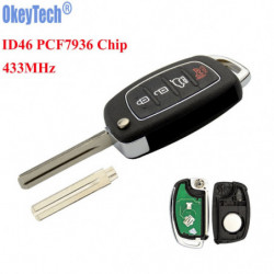 Okeytech 4 Knappar 433mhz Id46 Pcf7936 Chip Toy40 Blad Bil Flip Avlägsen Nyckel Fob För Hyundai Ix35 Ix25 Ix45