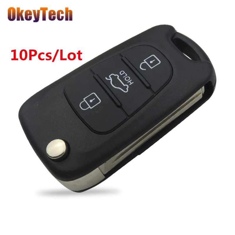 Okeytech 10 St För Hyundai Elantra I30 I40 I20 Ix35 Kia Picanto Rio K5 3 Knappar Flip Hopfällbar Avlägsen Switch