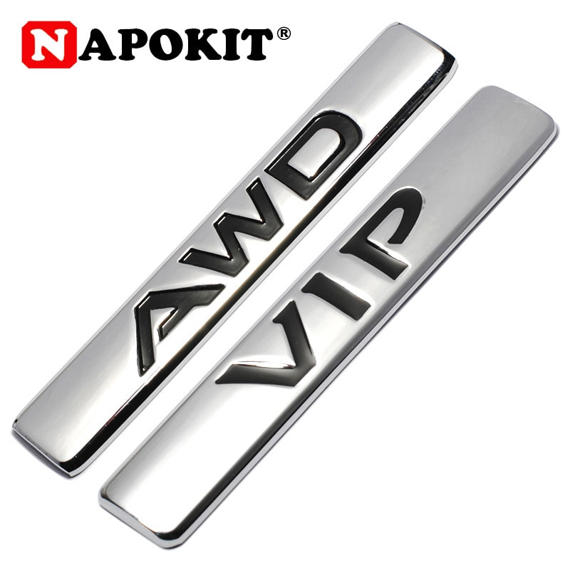 Bil Metall Vip Awd Logotyp Emblem Bricka Dekal Sticker För Audi Peugeot Bmw Vadställe Fokus Kia Mazda Toyota