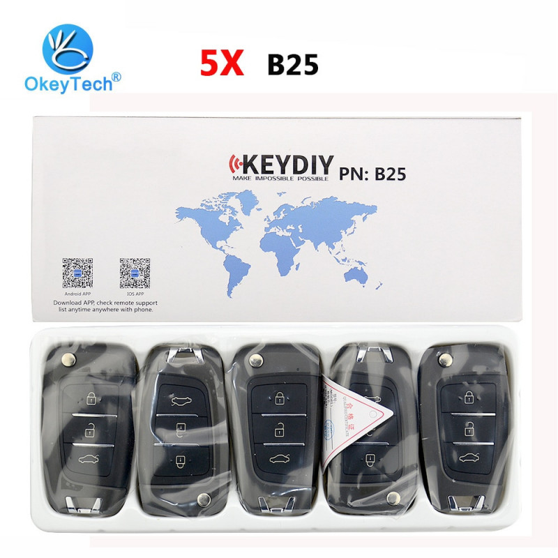 Okeytech 5pcs Massa B25 Kd Avlägsen Kontrollera Bil Keydiy 3 Knapp B Serier För Kd Mini Kd900 Urg200 Nyckel Programmerare