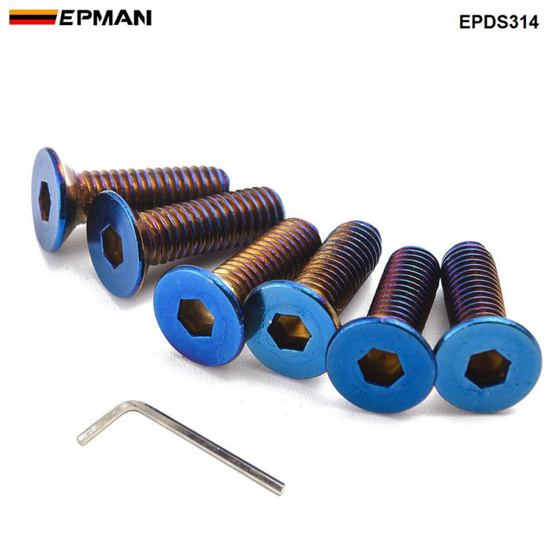 Epman 6 St Bränd Titanium Neochrome Rostfri Styrning Hjul Bult Skruva Styrning Hjul Bolts Skruva M5x20mm Epds314