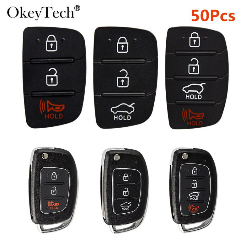 Okeytech 3 4 Knappar 50st Ersättning Flip Bil Avlägsen Nyckel Skal Nyckel Reparera För Mistra Hyundai Hb20 Santa