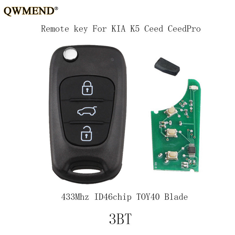 Qwmend 433mhz Flip Bil Avlägsen Nyckel För Kia Rio Ceed Ceed Ceedpro Picanto 2004 2005 2006 2007 2008 2009 2010