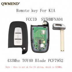 Qwmend 433mhz Smart Avlägsen Nyckel Keyless Fob För Kia Själ Sportage Sorento Mohave K2 K5 Rio Optima Forte