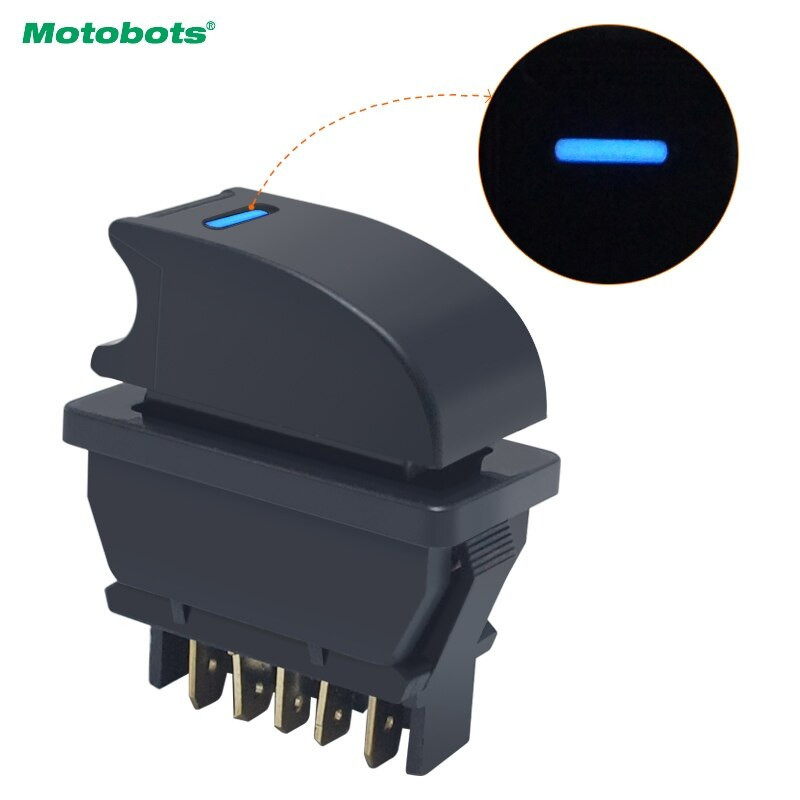 Motobots 1 St Universell 5pins Bil Kraft Fönster Växla 12v 24v 20a Med Belysning Blå Led Ljus Fd2945