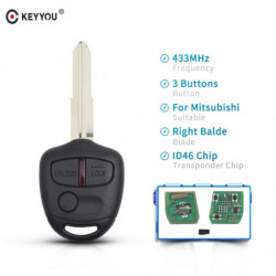 Keyyou 3 Knapp 434mhz Id46 Chip Keyless Avlägsen Kontrollera Bil Nyckel Fob För Mitsubishi Lancer Främling Shogun