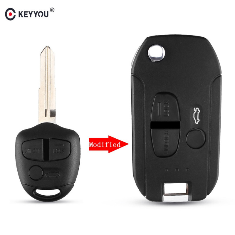 Keyyou 3 Knappar Ändrad Nyckel Fall Skal Omslag För Mitsubishi Lancer Evo Hingst Främling Hägring Keyless Rätt