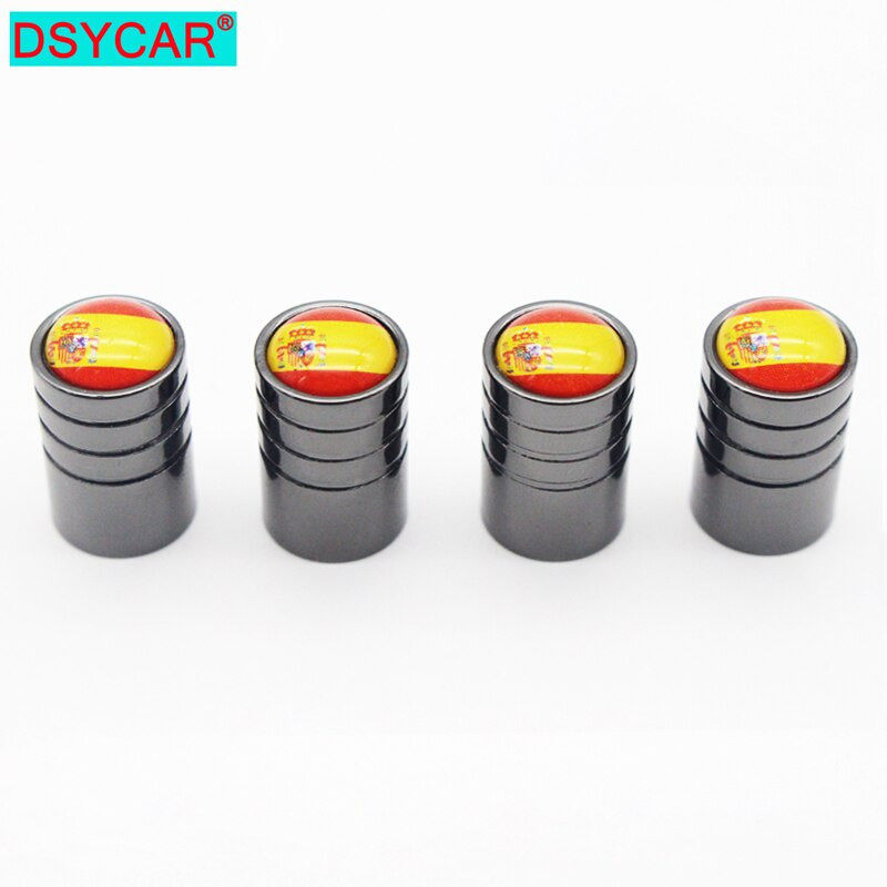 Dsycar 4pack Massa Spanien Flagga Bil Cykel Däck Hjul Ventil Keps Covers Bil Styling För Fiat Audi Vadställe