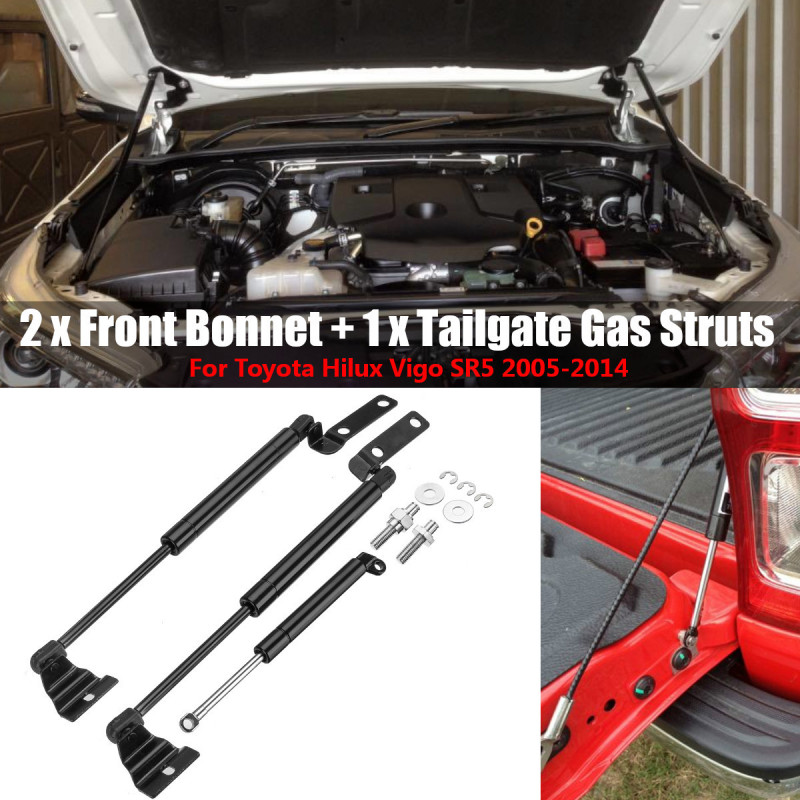 3pcs Främre Hätta Baklucka Gas Hiss Stöd Struts För Toyota Hilux Vigo Sr5 2005 2006 2007 2008 2009 2010 2011