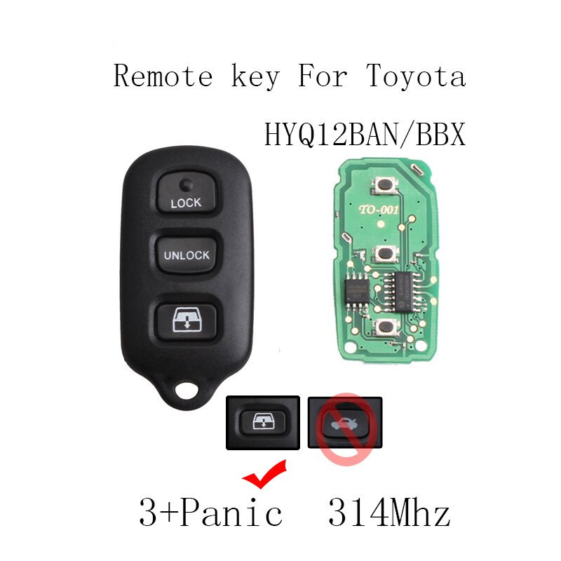 4button Ersättning Keyless Inträde Avlägsen Nyckel För Toyota Sequoia 4runner 2001 2002 2003 2004 2005 2006