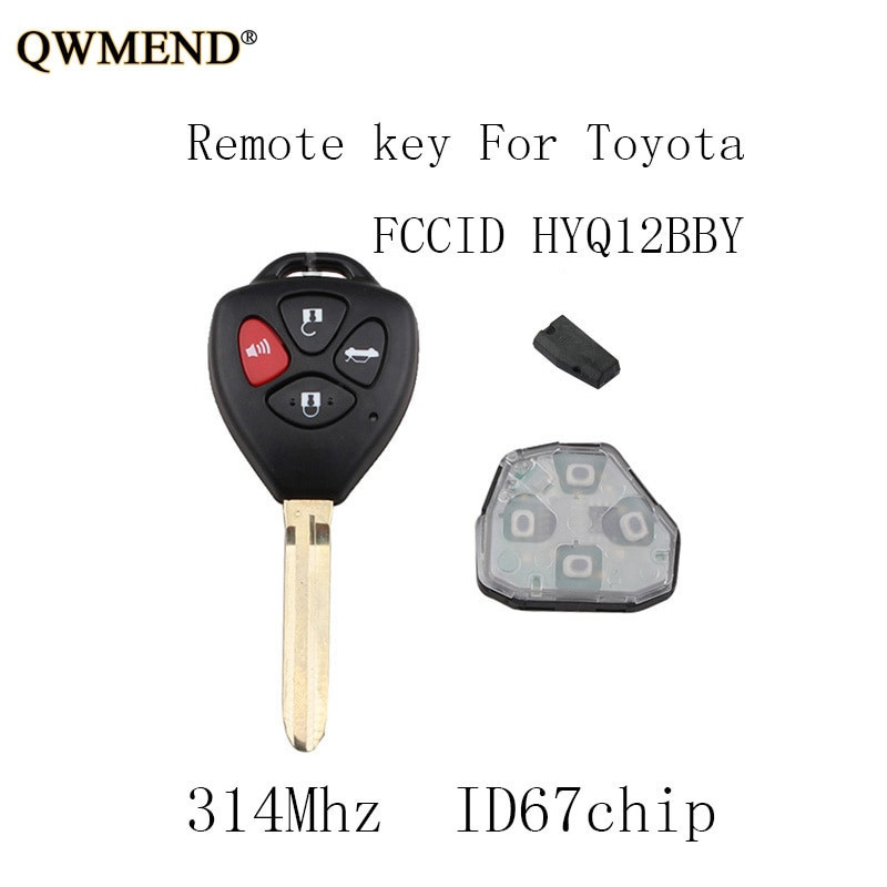 Qwmend 4tangenter 314mhz Bil Avlägsen Nyckel Fob För Toyota Camry 2007 2008 2009 2010 4d67 Chip Keys För Toyota