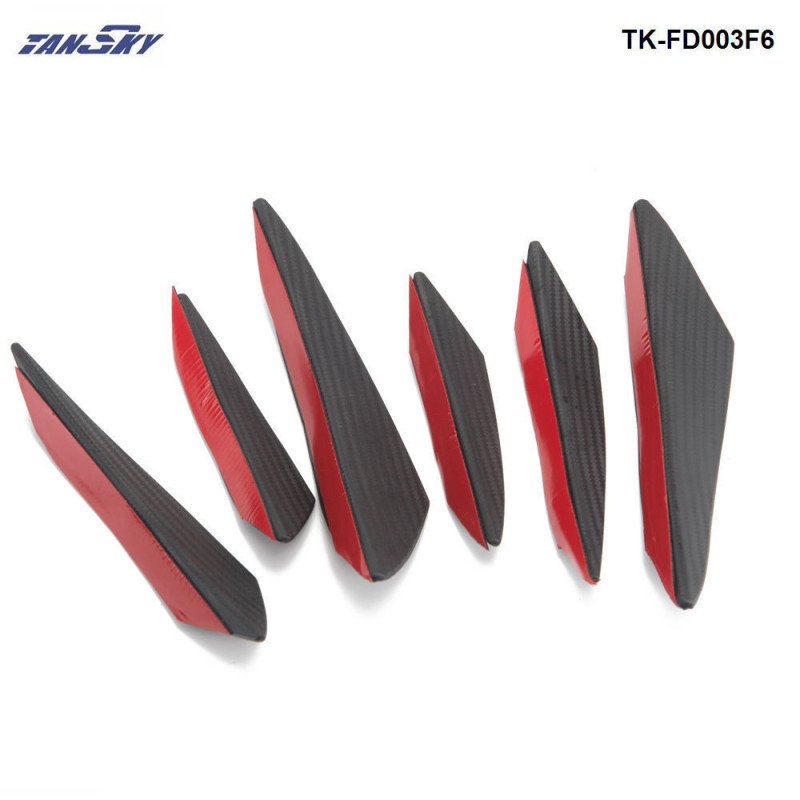 6pcs Uppsättning Kol Fiber Passa Främre Stötfångare Läpp Splitter Fins Kropp Spoiler Canards Valens Haka För