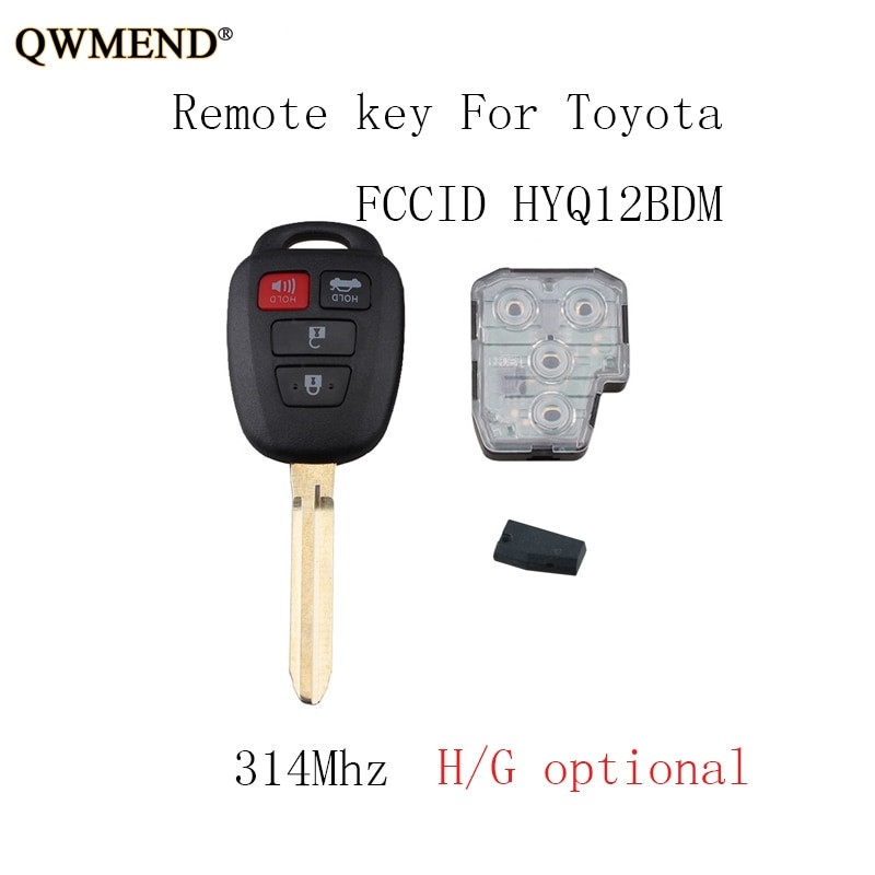 Qwmend 4tangenter Avlägsen Bil Nyckel Fob För Toyota Camry 2012 2013 2014 2015 Hyq12bdm Nyckel G H Chip Valfri