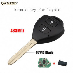 Qwmend Avlägsen Bil Nyckel För Toyota Rav4 Corolla Europa 2006 2007 2008 2009 2010 433mhz Transponder 4d67 Eller