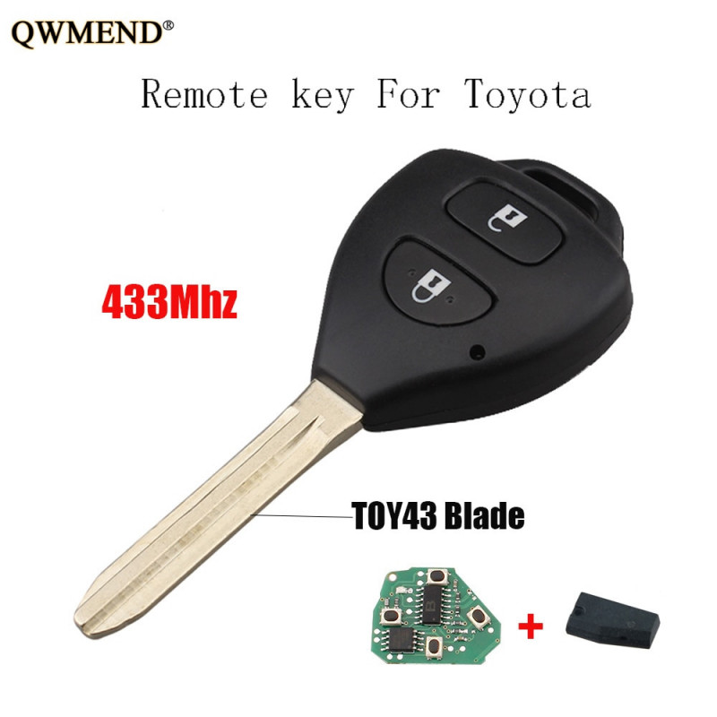 Qwmend Avlägsen Bil Nyckel För Toyota Rav4 Corolla Europa 2006 2007 2008 2009 2010 433mhz Transponder 4d67 Eller