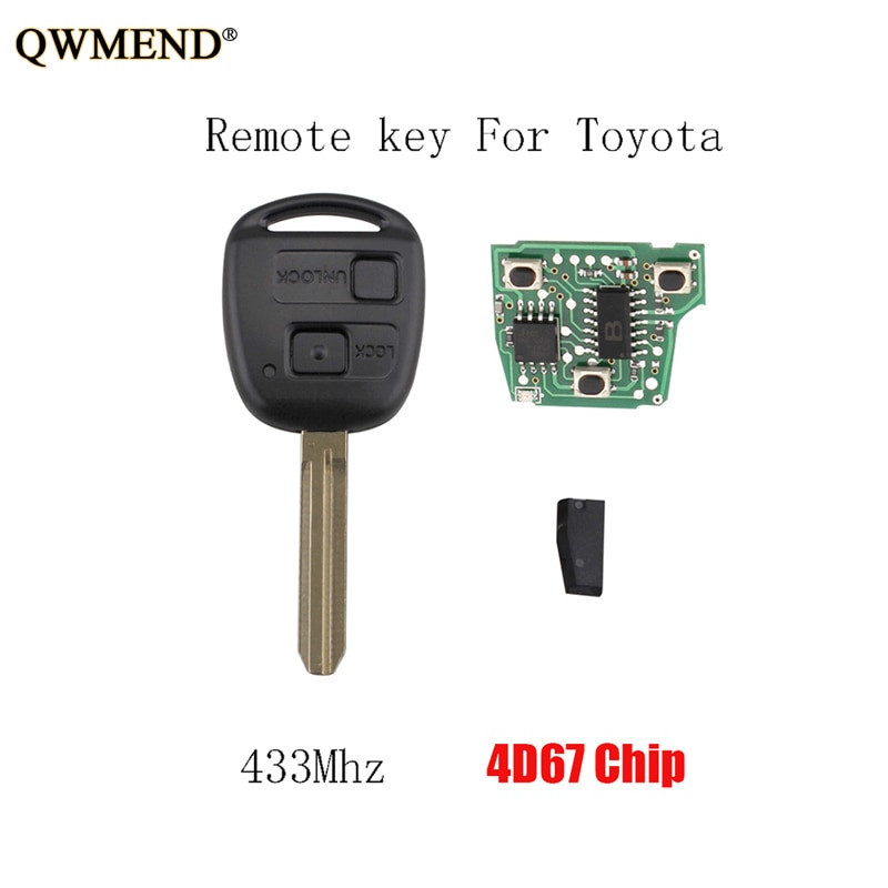 Qwmend 2button Bil Avlägsen Nyckel För Toyota Camry Prado Corolla 2003 2004 2005 2006 2007 2008 2009 4c Eller