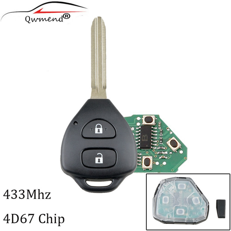 2buttons 433mhz Transponder Chip 4d67 Avlägsen Nyckel För Toyota Rav4 Corolla Europa 2006 2007 2008 2009 2010