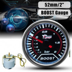 Universell 2 Tum 52mm Bil Mätare Turbo Lyft Tryck Mätare 1 Till 2 Bar Meter Röd Vit Led För Honda Vw Toyota