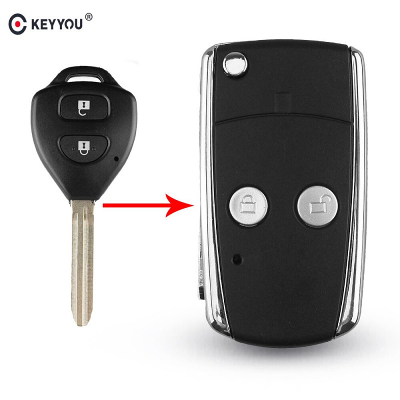 Keyyou 3 Knappar Ändrad Flip Hopfällbar Avlägsen Bil Nyckel Fall Skal För Toyota Camry Corolla Avalon Eko Avensis