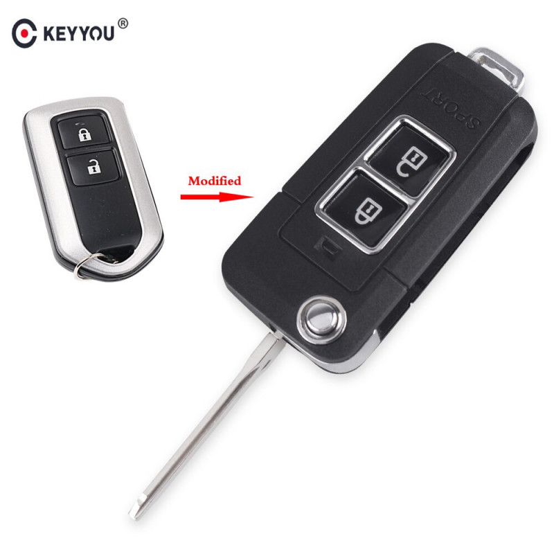 Keyyou 2 Knappar Ändrad Flip Hopfällbar Avlägsen Nyckel Fall Skal För Toyota Yaris Highlander Prado Camry Keyless